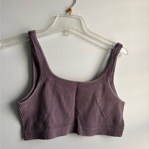Ribbed Crop Tank Top in Mauve